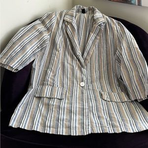 Tan & Blue Linen-like Suit